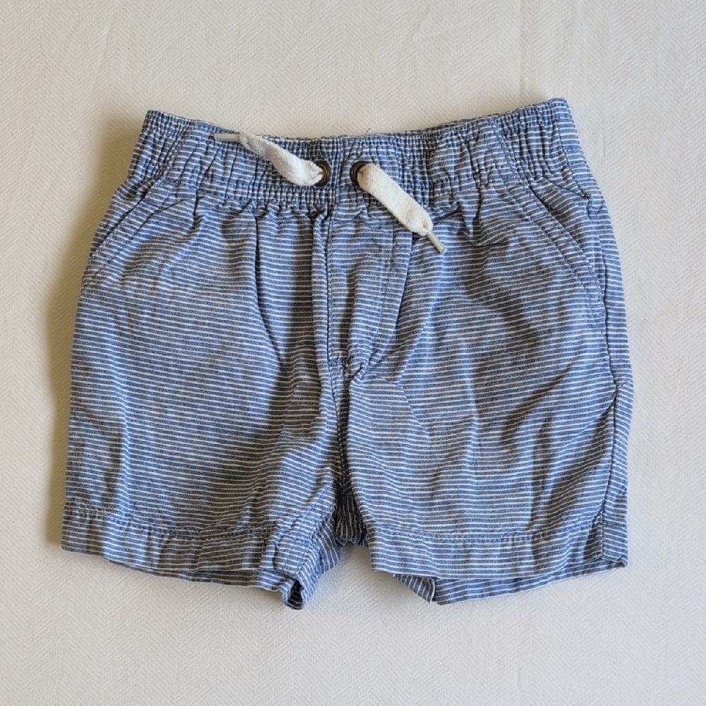 george striped chambray style pull-on cotton shorts 6-12 months baby boy
